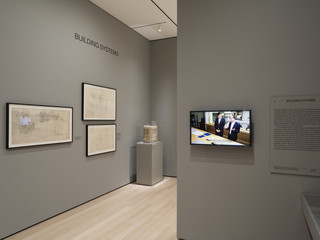 Image of the entrance to Frank Lloyd Wright at 150, an exhibition at MOMA in New York