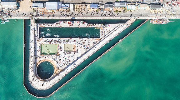 Aerial view of Aarhus Harbor Bath