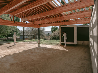 Shot of garage and wooden roof