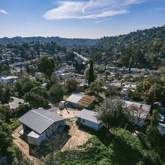 Aerial photograph of completed building