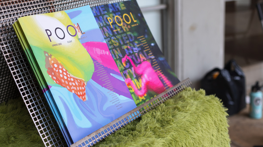 A stack of magazines on display