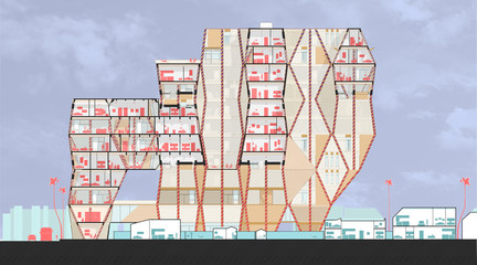 Section drawing showing interior and atrium conditions.