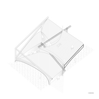 Chunk of building drawn in axonometric projection.