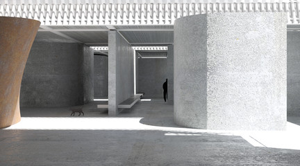 Rendered perspective of ground floor.