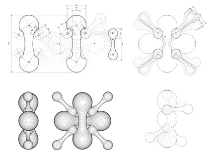 1 rendering of individual units being united, 1 rendering of a joint unit and 1 rendering of a joint unit being disassembled