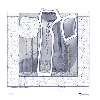 Section drawing of an architectural folly.