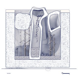 Section drawing of an architectural folly.