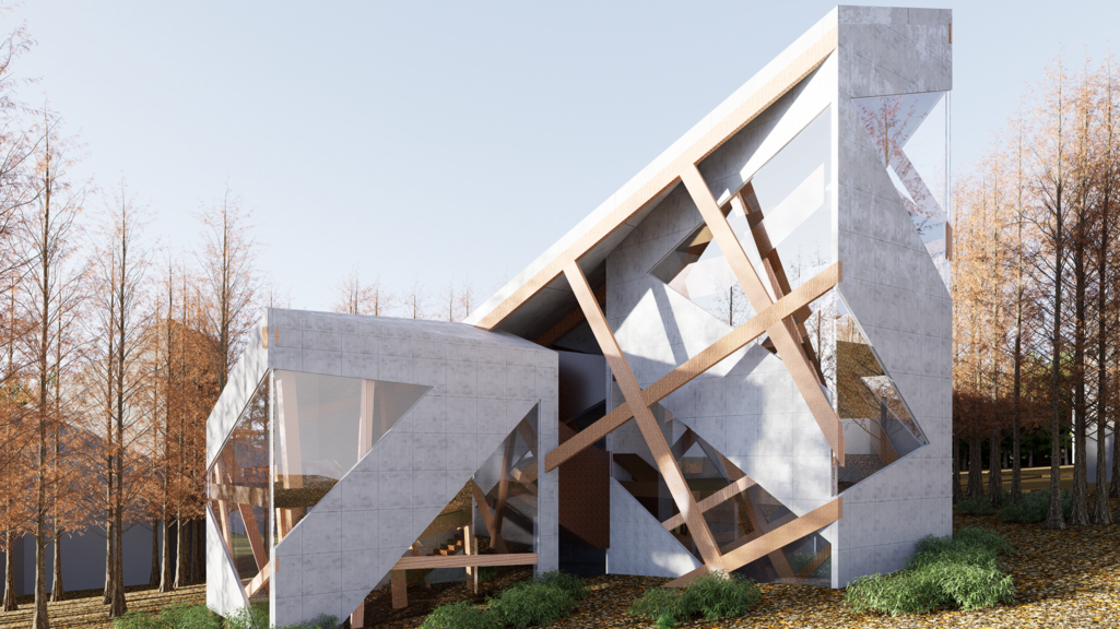 "Sea Ranch Lodges" by Jiaming Chen (MSAUD ’25) for “Sea Ranch Studio,” a Urban Strategy Research Studio taught by Jeffrey Inaba and Tucker Van Leuwen-Hall