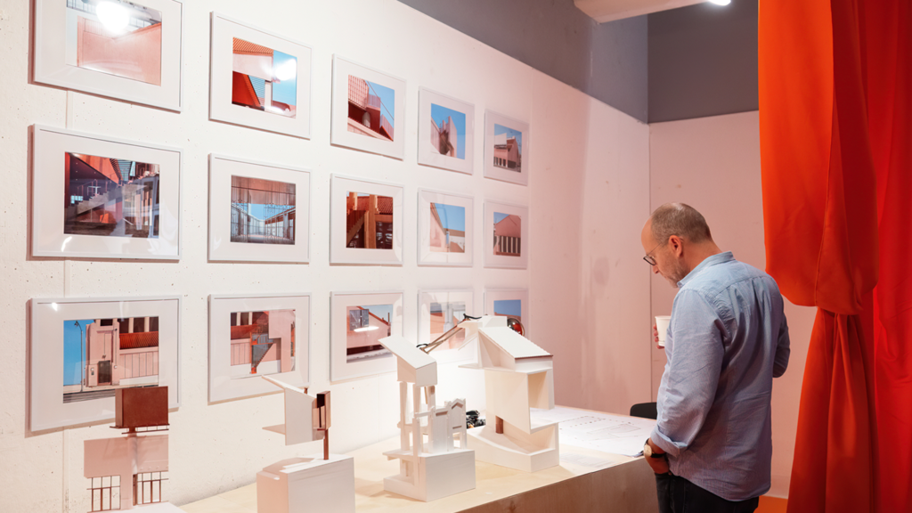 Faculty viewing models of the project
