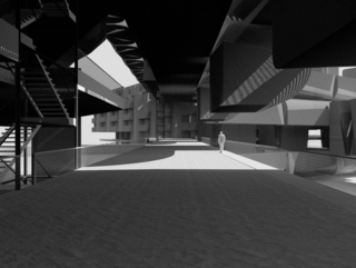 Perspective rendering of bridge space.