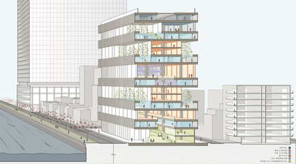 Section perspective drawing expressing programmatic distribution.